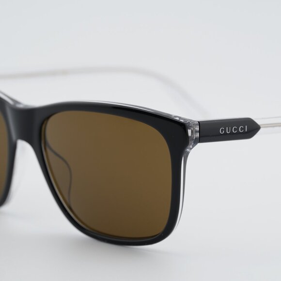Gucci GG1819S 005 Sunglasses Black Square Frame, Brown Lenses